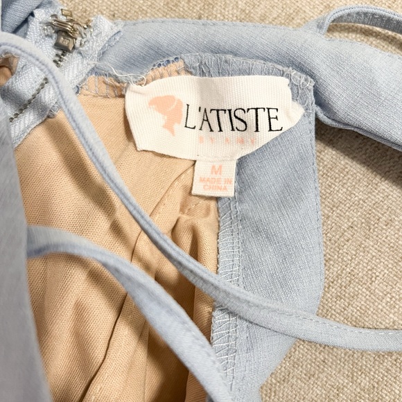 L’ATISTE Lace & Embroidered Midi Cocktail Dress, Size M - Picture 12 of 13